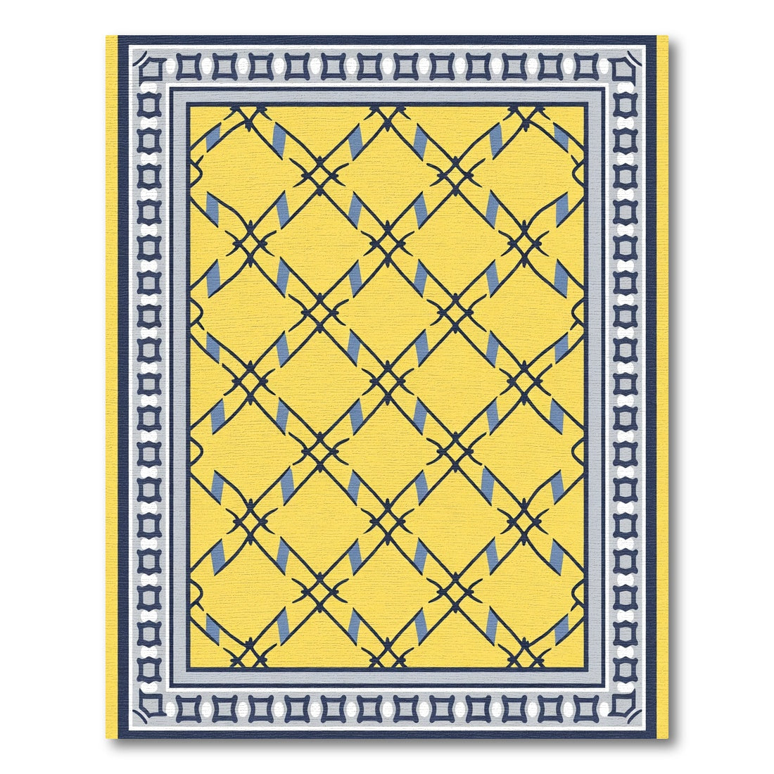 Bright Yellow Lattice Diamond Rug
