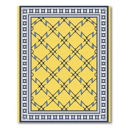 Bright Yellow Lattice Diamond Rug