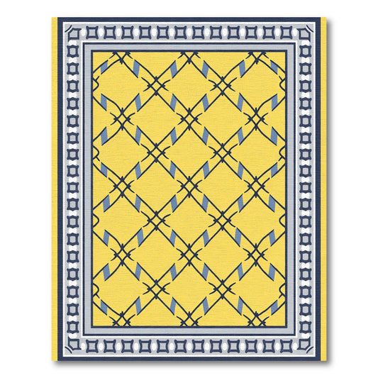 Bright Yellow Lattice Diamond Rug