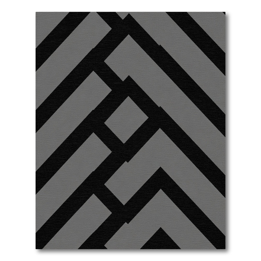 Modern Black Gray Geometric Maze Rug