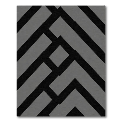 Modern Black Gray Geometric Maze Rug