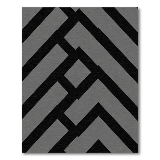 Modern Black Gray Geometric Maze Rug