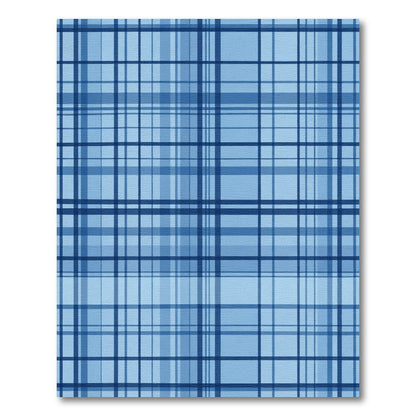 Classic Blue Plaid Lines Rug