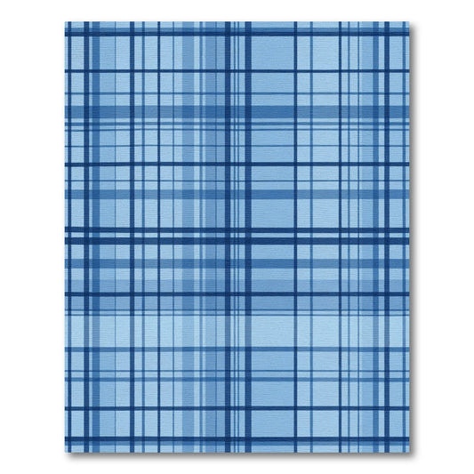Classic Blue Plaid Lines Rug