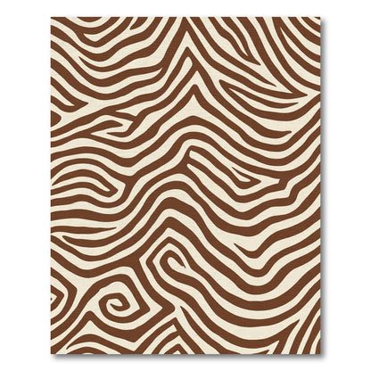 Brown Cream Wavy Stripe Abstract Rug
