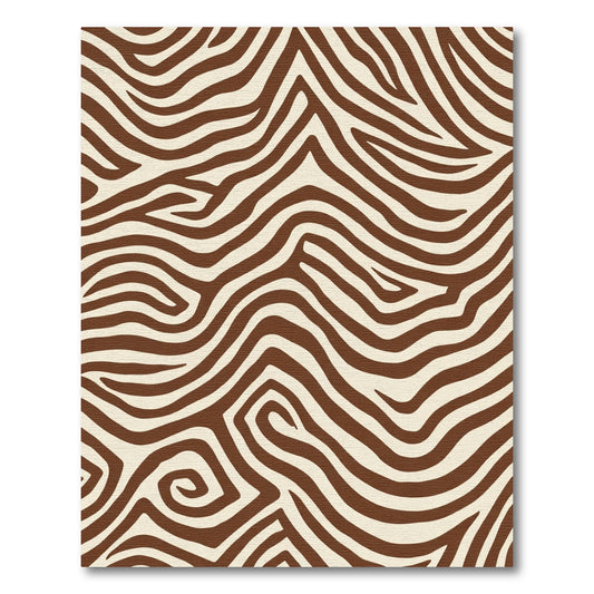 Brown Cream Wavy Stripe Abstract Rug