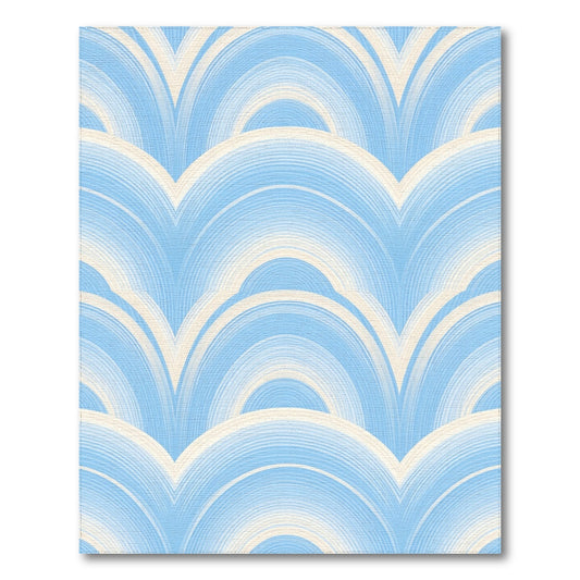 Blue Scalloped Wave Area Rug