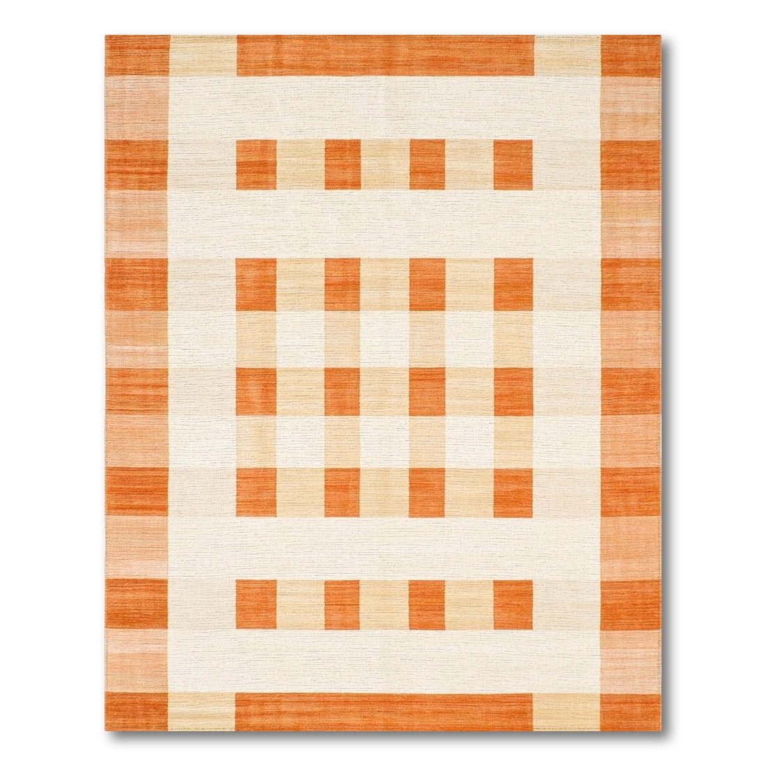 Orange Geometric Modern Orange Geometric Checkered Area Rug