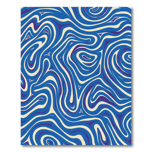 Bold Blue Swirling Wave Rug