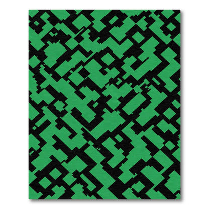 Bright Green Geometric Fragment Layout Rug