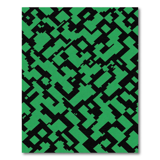 Bright Green Geometric Fragment Layout Rug