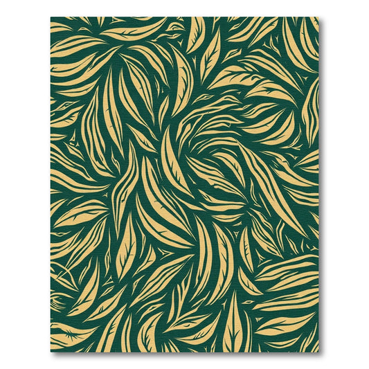 Deep Teal Golden Swirling Leaf Rug