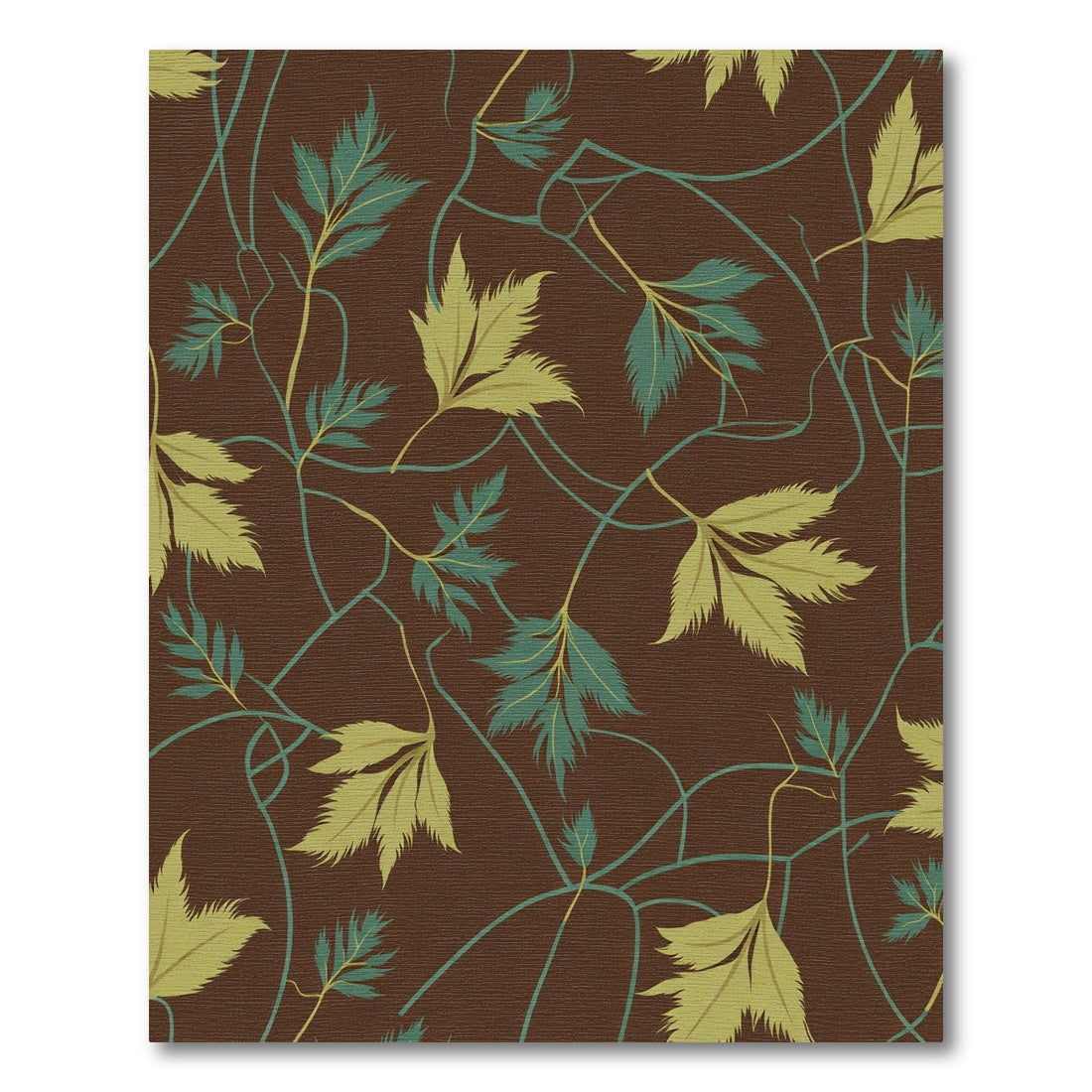 Brown Forest Green Leaf Vine Rug