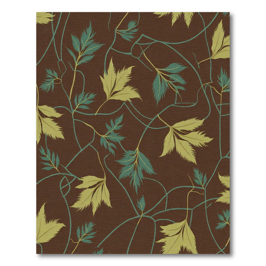 Brown Forest Green Leaf Vine Rug
