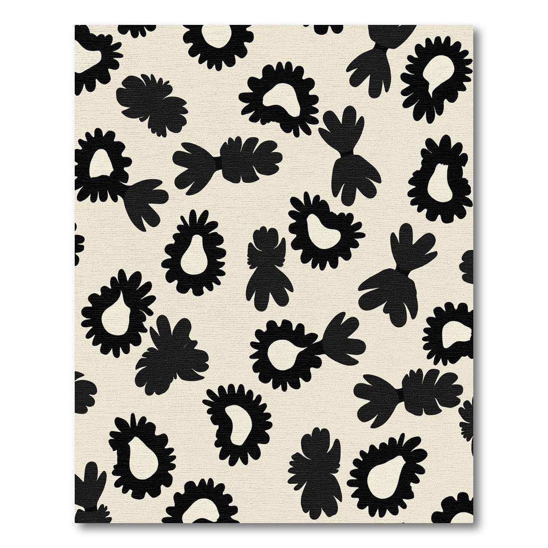 Black Floral Leopard Print Rug