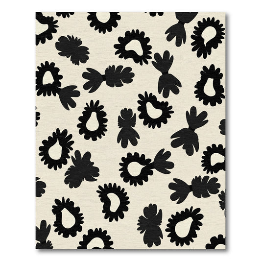 Black Floral Leopard Print Rug