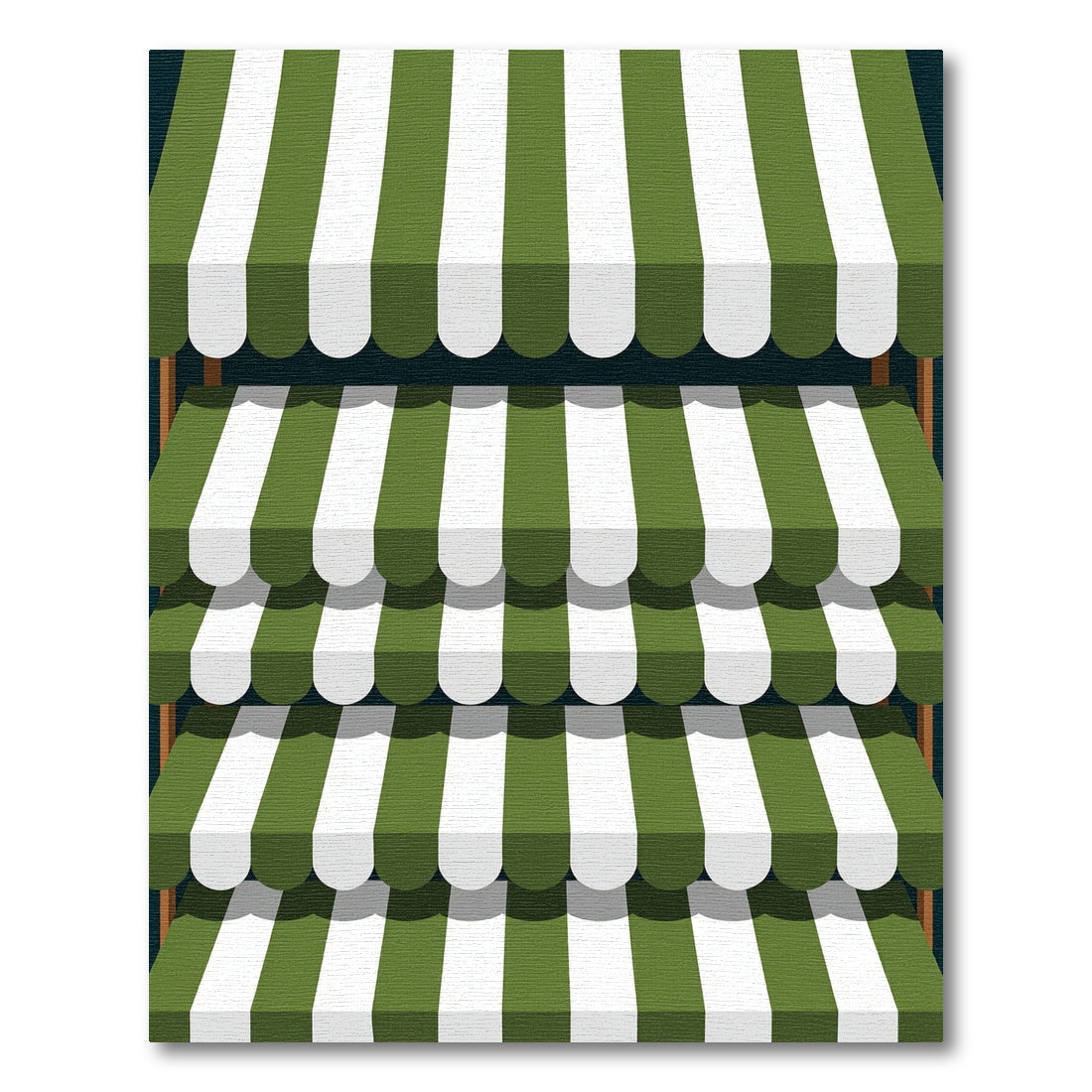 Green White Stripe Awning Rug