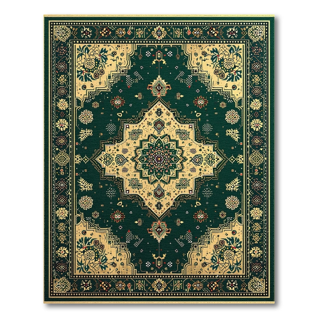 Medallion Traditional Persian Emerald Green Persian Medallion Area Rug