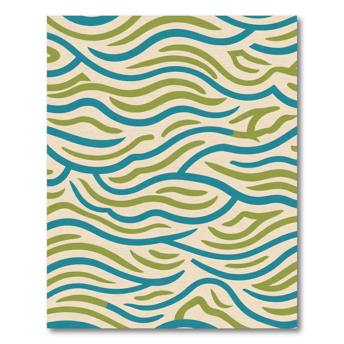 Beige Blue Green Wavy Lines Rug