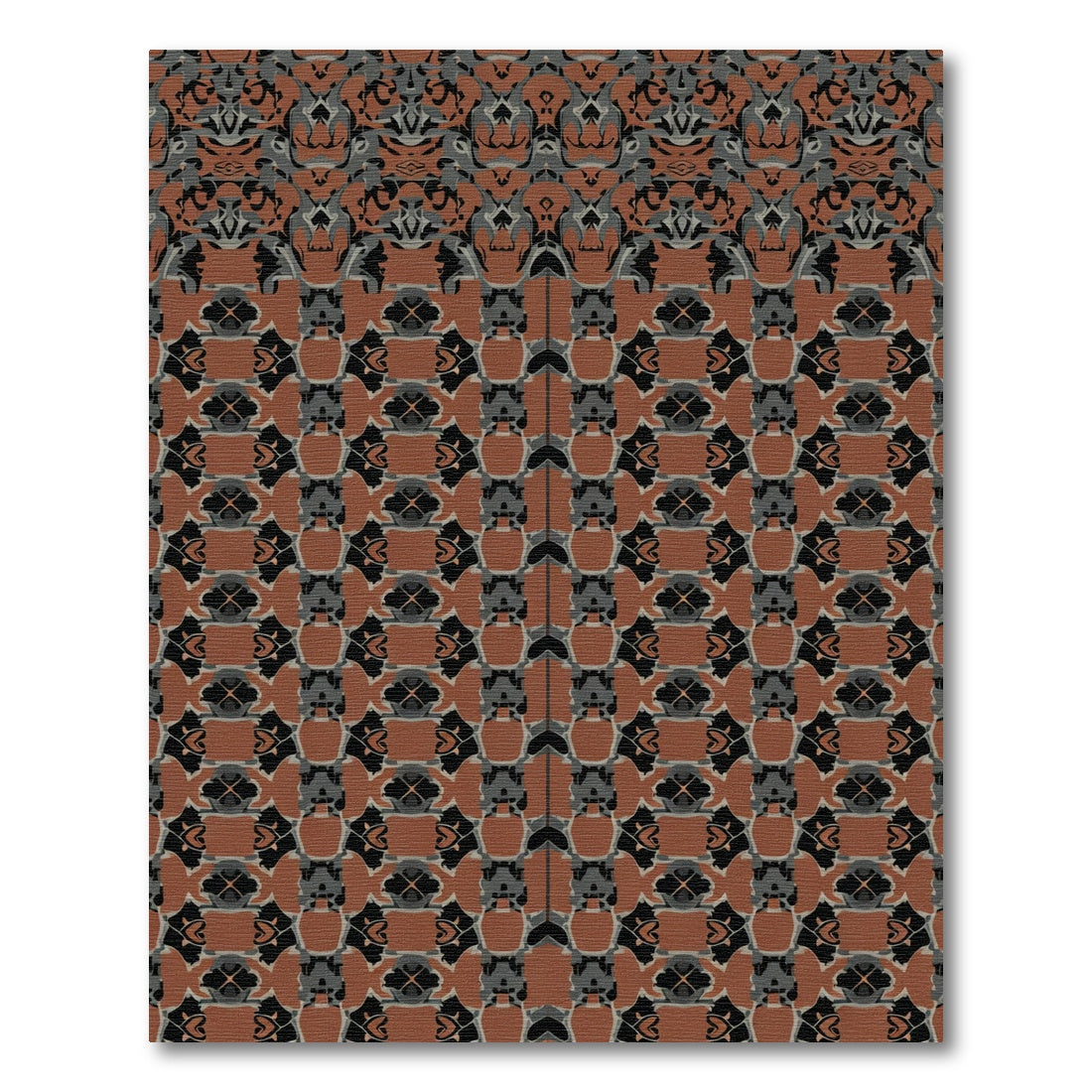 Terracotta And Gray Abstract Symmetry Rug