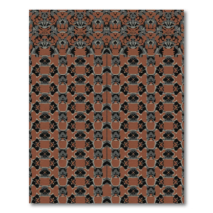 Terracotta And Gray Abstract Symmetry Rug