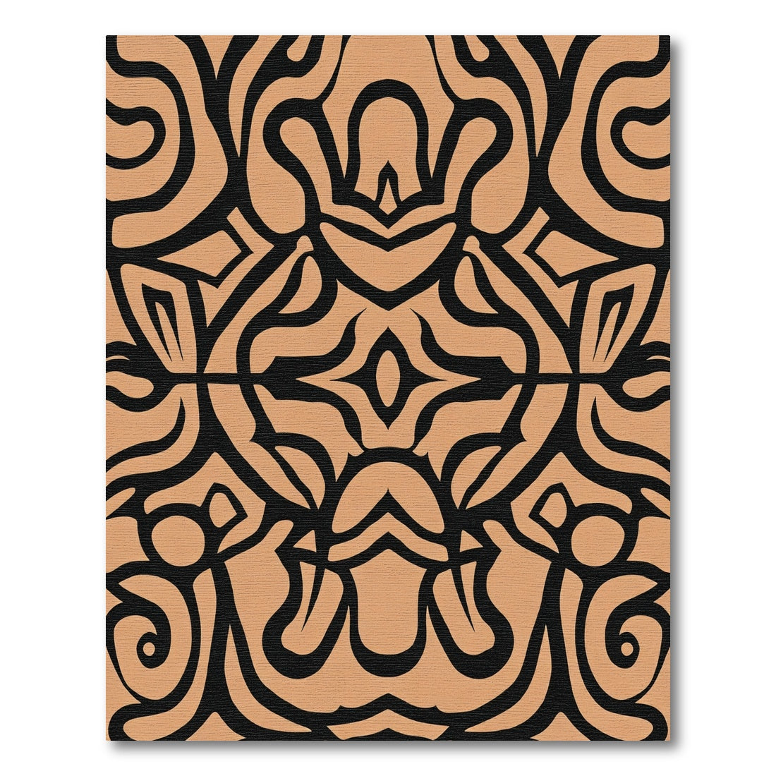 Black Tan Abstract Tribal Swirl Rug
