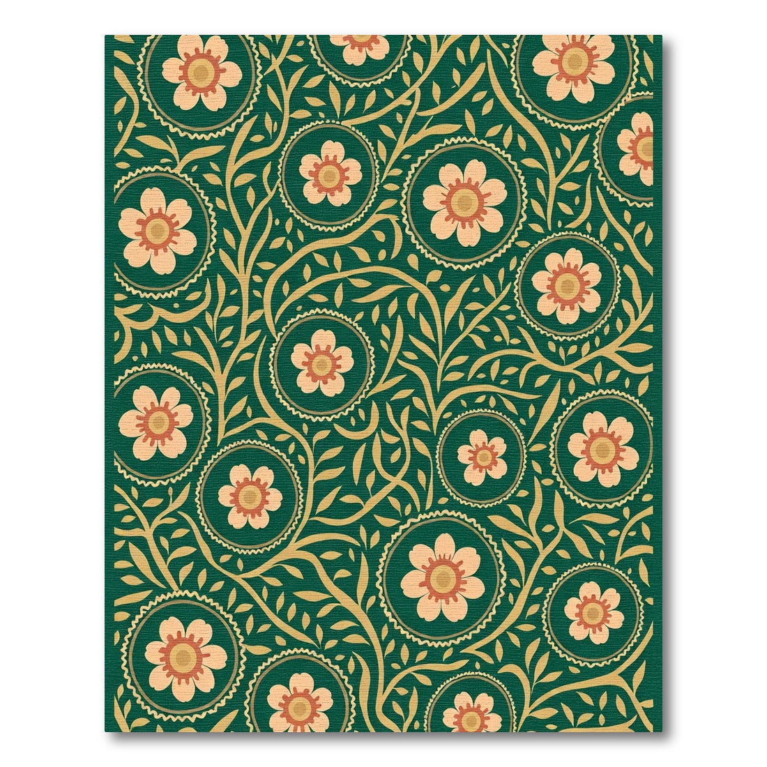 Emerald Lush Floral Medallion Rug