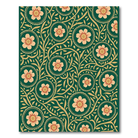 Emerald Lush Floral Medallion Rug