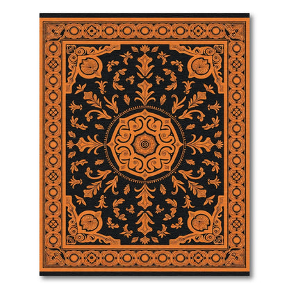 Orange Black Medallion Floral Scroll Rug