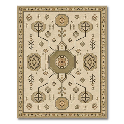 Southwestern Geometric Octagon Area Rug in Brown Tan