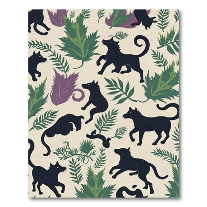 Black Wolves Amidst Verdant Foliage Rug