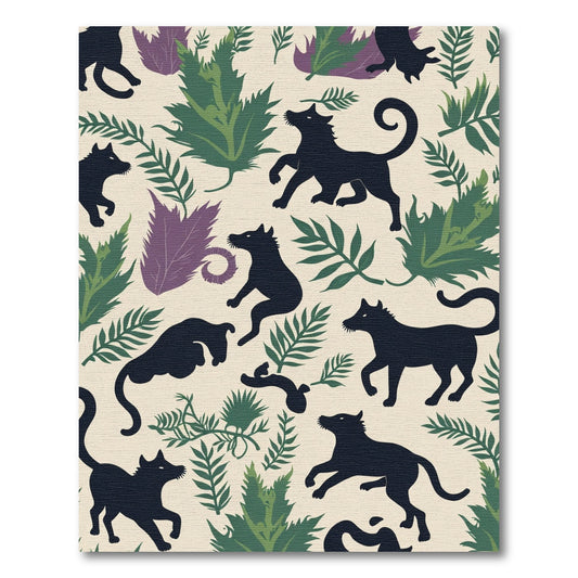 Black Wolves Amidst Verdant Foliage Rug