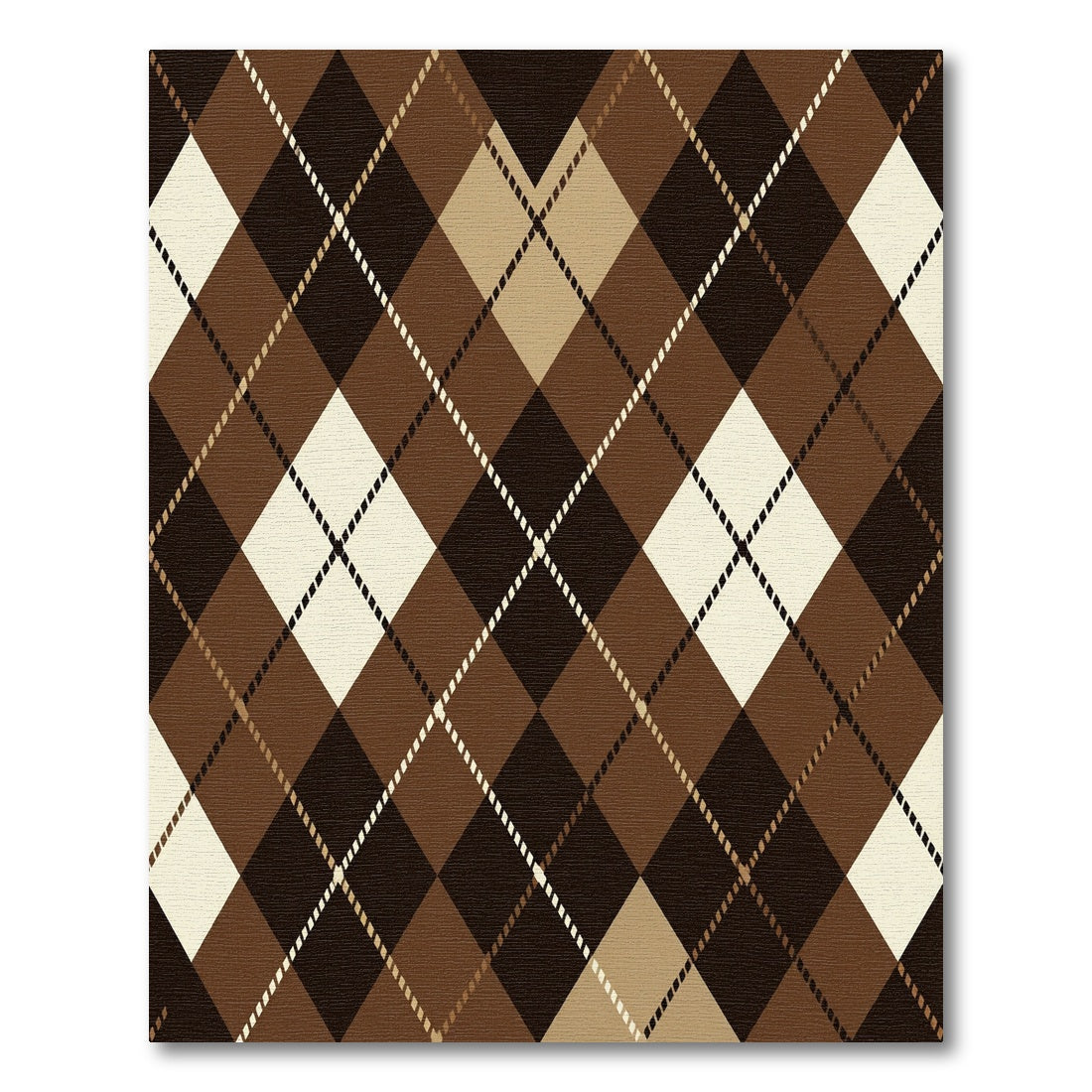 Brown Cream Argyle Diamond Rug