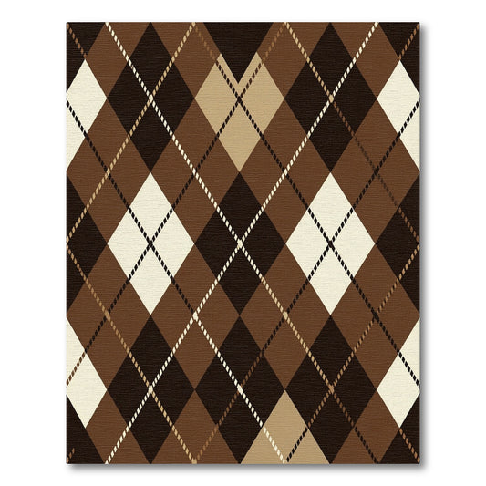 Brown Cream Argyle Diamond Rug