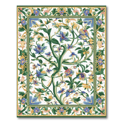 Vibrant Blue Yellow Floral Vine Rug