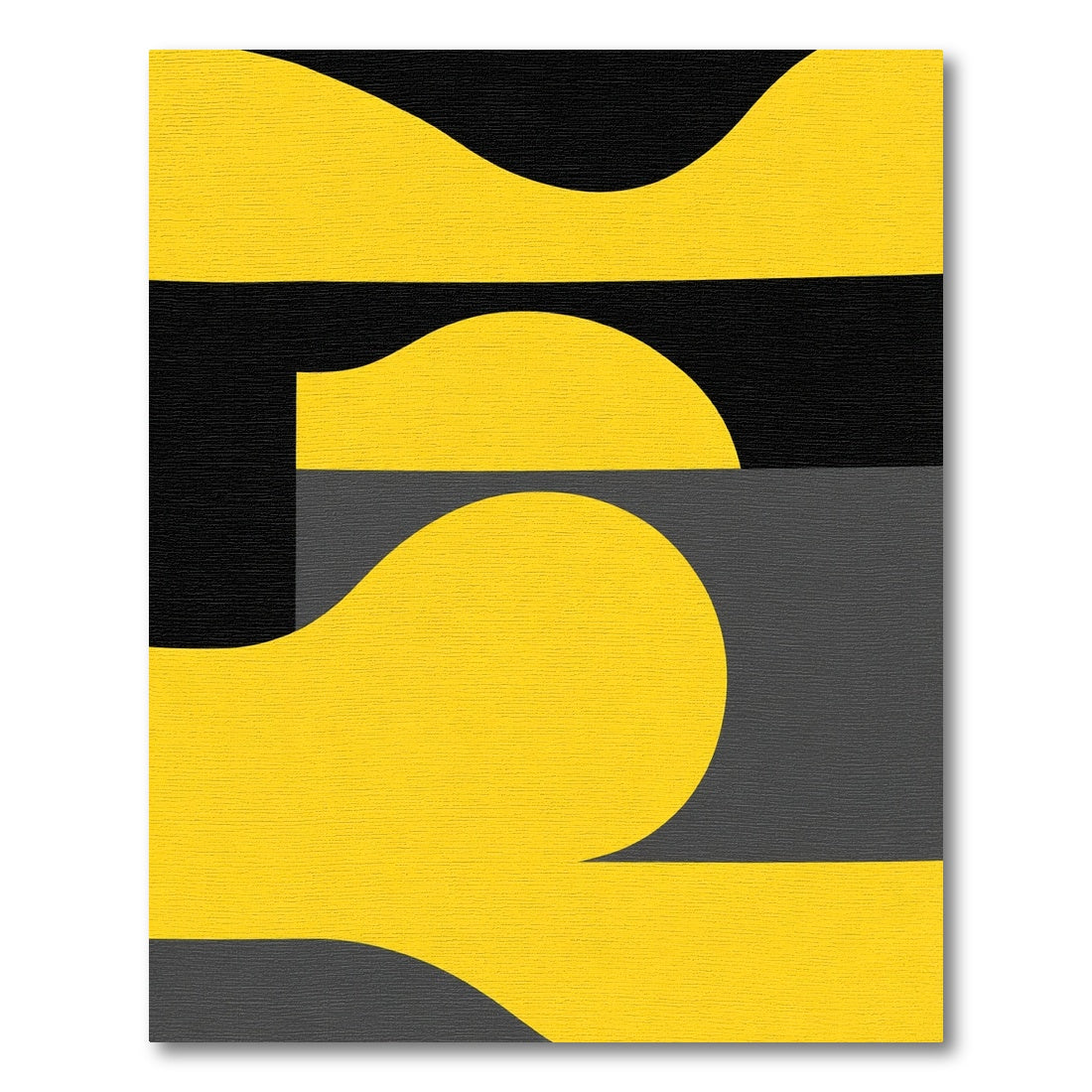 Bold Yellow Black Abstract Curves Rug