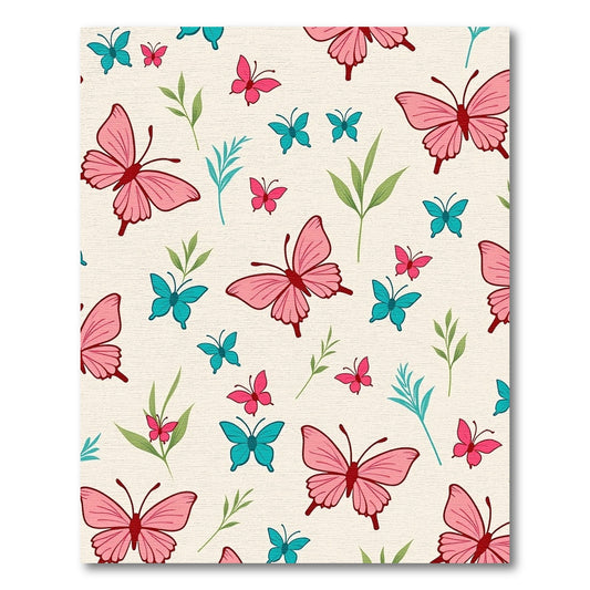 Whimsical Pink Teal Butterfly Garden Rug