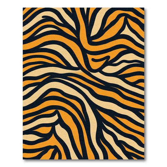 Wavy Orange Black Cream Stripes Rug