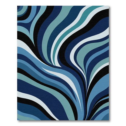 Dark Blue Wave Swirl Abstract Rug
