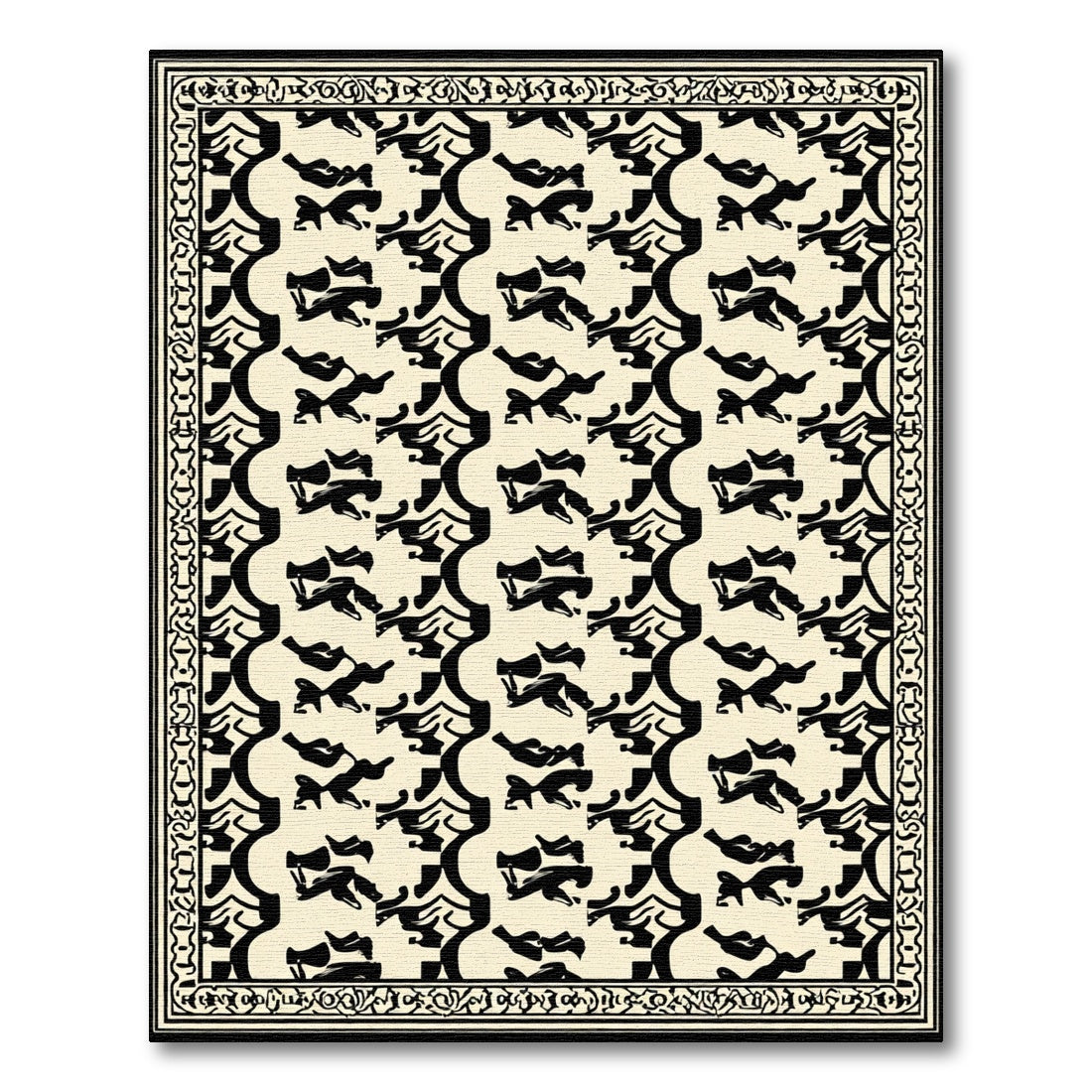 Black Ivory Abstract Arch Motif Rug