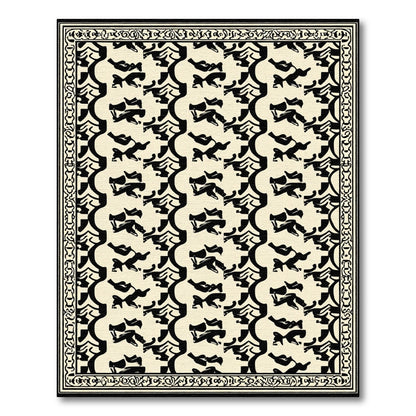 Black Ivory Abstract Arch Motif Rug