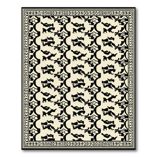 Black Ivory Abstract Arch Motif Rug
