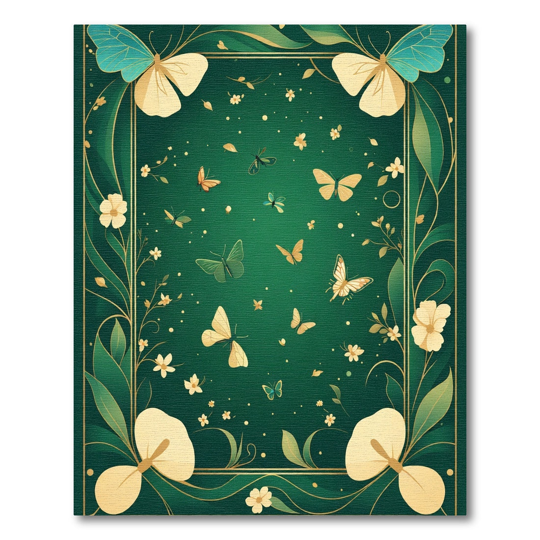 Emerald Butterfly Garden Border Rug