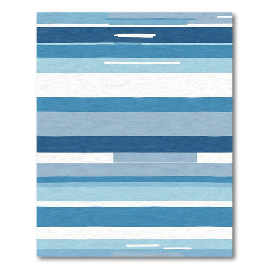 Muted Blue Graphic Stripe Rectangles Rug