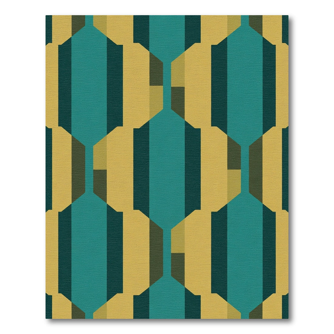 Teal Gold Geometric Octagon Repeats Rug