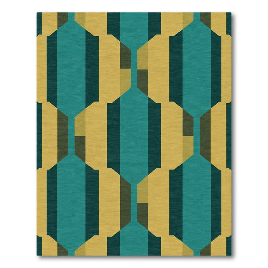 Teal Gold Geometric Octagon Repeats Rug