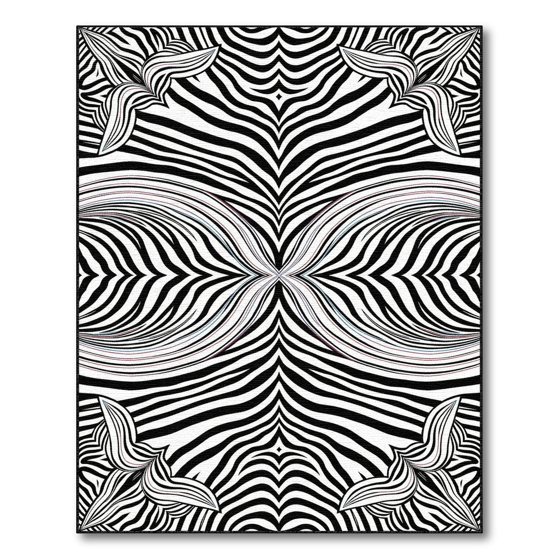 Black White Geometric Optical Area Rug