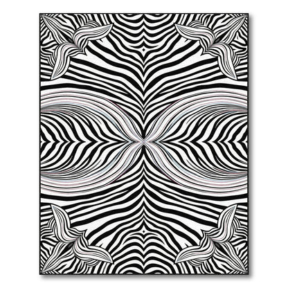 Black White Geometric Optical Area Rug