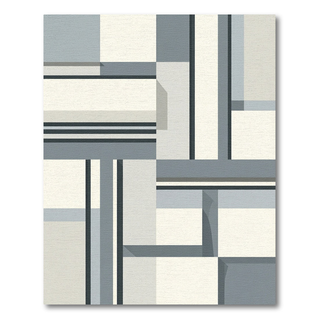 Cool Gray Geometric Rectangular Abstraction Rug
