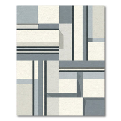 Cool Gray Geometric Rectangular Abstraction Rug